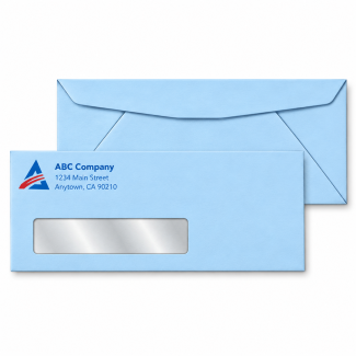 No. 10 Blue Colored Window Envelope Size: 9 1/2 x 4 1/8